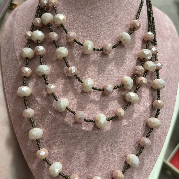 Pink AB Faceted Beads with Bronze Seed Beads Necklace and Earrings Set - Picture 6 of 6